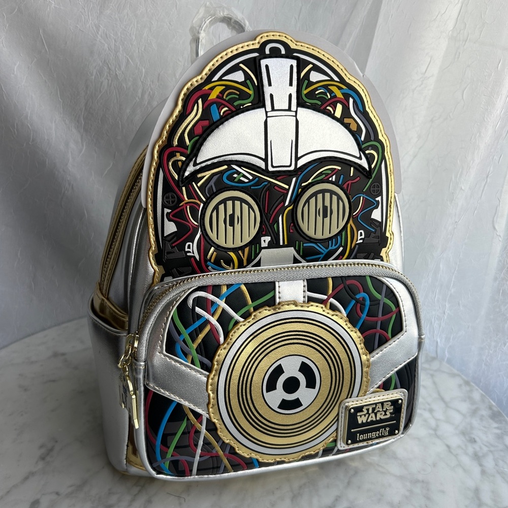 Loungefly Star Wars C-3PO Silver Backpack BoxLunch Exclusive NWT